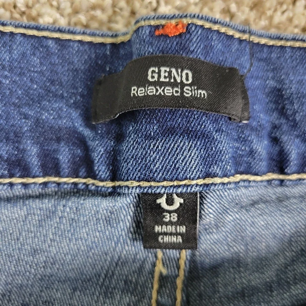 True Religion Geno Relaxed Slim Mens 38 Blue Denim Stretch 5 Pocket Jeans